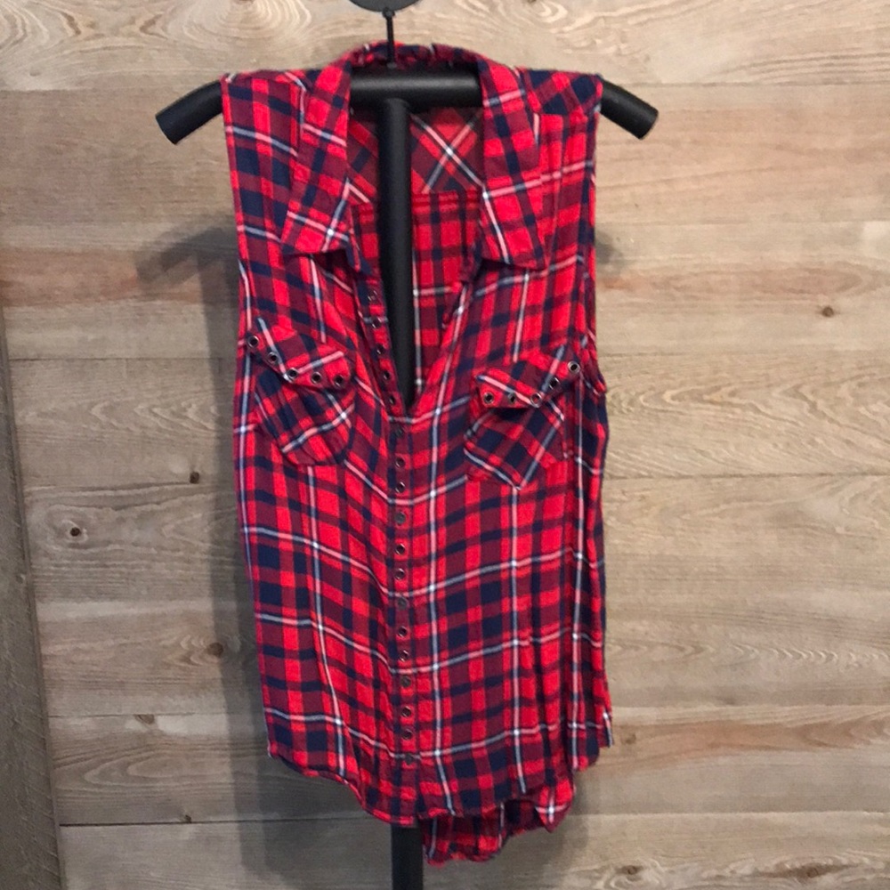 Rock & Republic sleeveless plaid flannel. XL